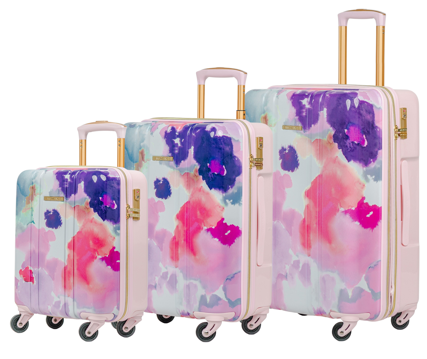 Koffer-Set XS-S-M Swissbags Pastel Flowers pink